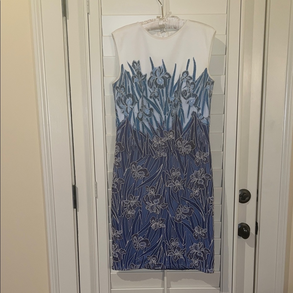 Tadashi Shoji Floral Blue and White Dress